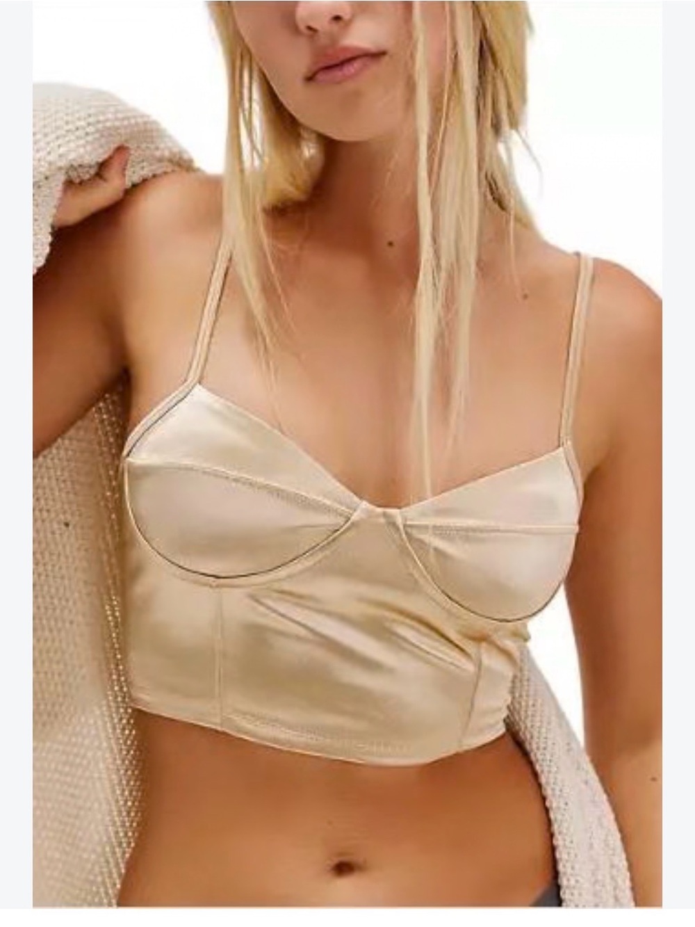 NEW Free People Casino Royal Brami
Latte Metallic Gold Sz XL